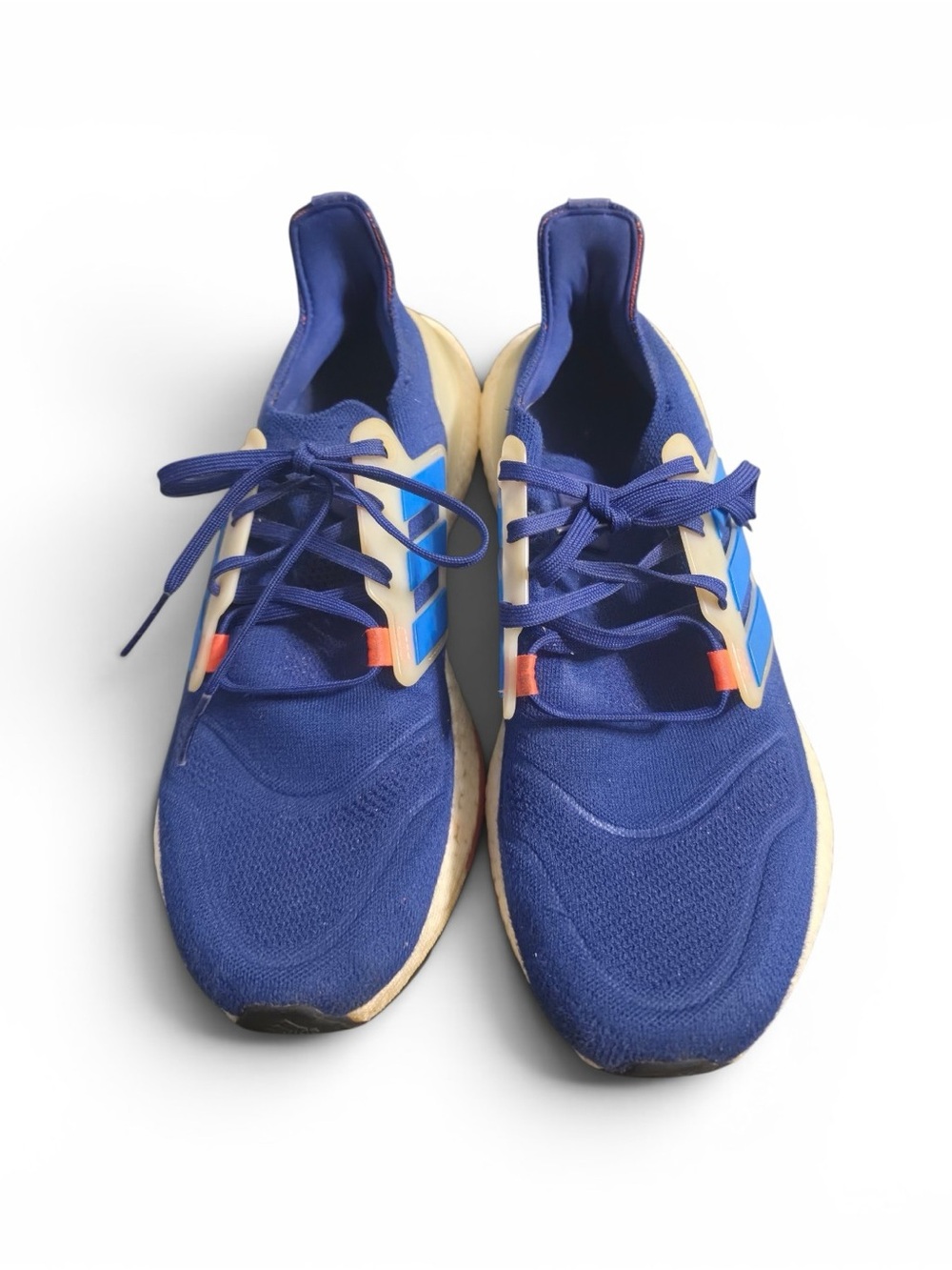 Ultra boost Adidas size 10 Blue Athletic Sneakers with Cream Accents